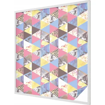 Okenní dekorace Dekorativní mléčná vitrážová fólie na okno - Barevné trojúhelníky 100x116 cm