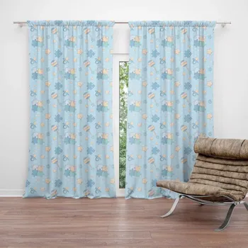 Závěs Sablio Závěs Puzzle a dudlíky: 2ks 140x250cm