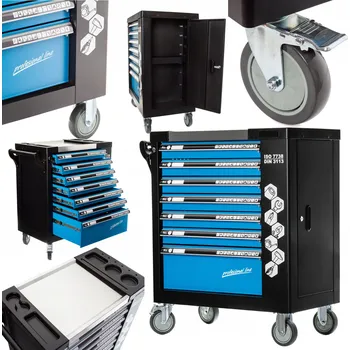 PRÁZDNÁ DÍLENSKÁ SKŘÍŇKA DÍLENSKÝ VOZÍK, SERVISNÍ 7 ZÁSUVEK, 2x ÚLOŽNÝ PROSTOR