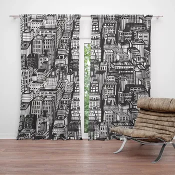 Závěs Sablio Závěs Kreslené mrakodrapy: 2ks 140x250cm