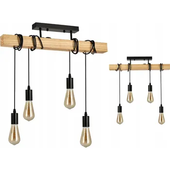 Dřevěné stropní svítidlo trámové lustr ZÁVĚSNÉ LOFT ČERNÉ na 4x E27