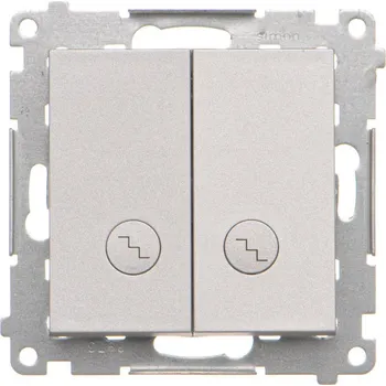 vypínač Vypínač střídavý 2 násobný, s orientačním LED podsvětlením, řazení 6So+6So,, Simon 55 TW6/2L2.01/143, hliníková