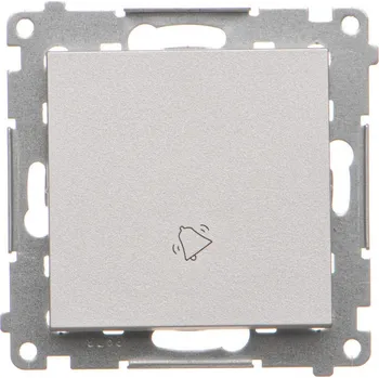 vypínač Tlačítko zapínací, s piktogramem “zvonek”, řazení 1/0, 10 A / 230 V~, bezšroubové, Simon 55 TD1.01/143, hliníková