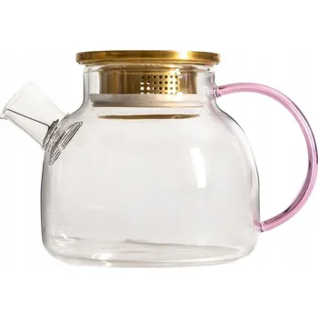 Džbán KUBBE s růžovým uchem a zlatým víčkem 1 l HOMLA