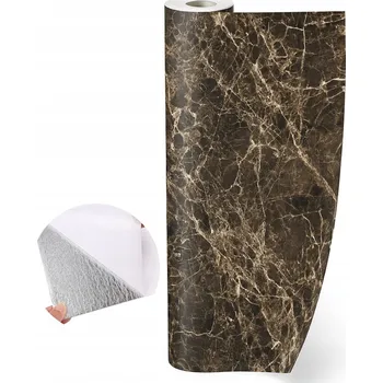 Tapeta TAPETA V ROLI SAMOLEPICÍ OMYVATELNÁ KÁMEN MRAMOR ČERNÁ HNĚDÁ 60x280 cm