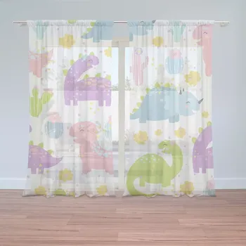 Záclona Sablio Záclony Dinosauři s kaktusy: 2ks 150x250cm