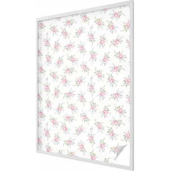 Okenní dekorace Dekorativní mléčná vitrážová fólie na okno Romantické růže 100x146 cm