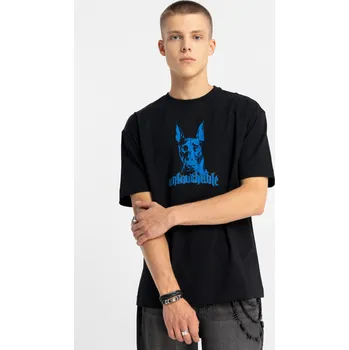 Reporter Young | Černé chlapecké tričko LOOSE s potiskem dobrmana na hrudi - Barva ČERNÁ, Velikost 152 253-0440B-55-200-1