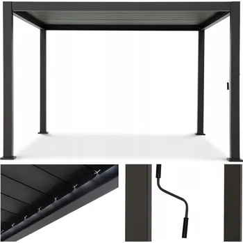 Pergola Zahradní pergola HardMaister kovová černá 300 x 400 x 250 cm