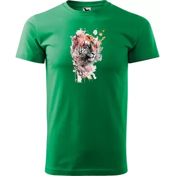 Pánské oblečení Sablio Tričko s potiskem Tiger Paint 1 - zelené S
