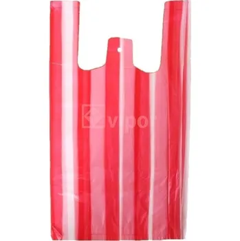 Nákupní taška Taška mikroten 4kg/100ks bílo-červené pruhy