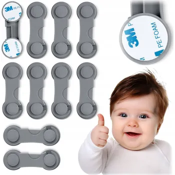 Obraz BEZPEČNOSTNÍ ZÁMEK / BLOKÁDA NA SKŘÍŇKY, ZÁSUVKY A NÁBYTEK PROTI DĚTEM 10 Ks