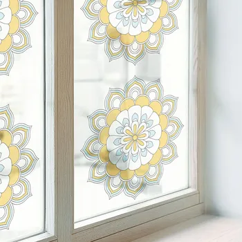 Okenní dekorace Fólie Samolepicí Mléčná okenní dýha Barevné mandaly 50x116 cm