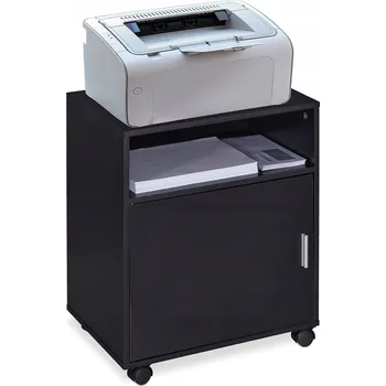 Koupelnový nábytek Zásuvková skříňka pod stůl se 3 policemi, černá, na kolečkách