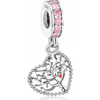 Přívěsek CHARMS PŘÍVĚSEK STŘÍBRNÝ BEADS STŘÍBRO O RYZOSTI 925 ORIGINÁLNÍ SRDCE STROMEK