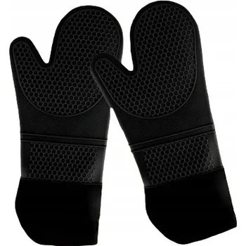 Chňapka Silikonové kuchyňské rukavice černé ŽÁRUVZDORNÉ do trouby 2ks