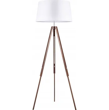 Stojací lampa Stojací lampa trojnožka 1xE27 Max. 60W Bukové dřevo ořech/Bílé stínidlo