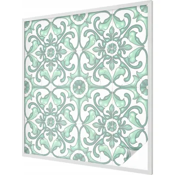 Okenní dekorace Fólie na okna, mléčná, samolepicí - Zelená symetrie, 100x100 cm