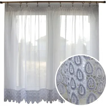 Záclona ZÁCLONA do pokoje kuchyně bílá záclona VOÁL STRUPKI s guipurou KROPLE 300x120