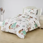 Povlečení VÁNOCE V LESE, zvířátka na bílé, mikroflanel, 140x200cm + 70x90cm