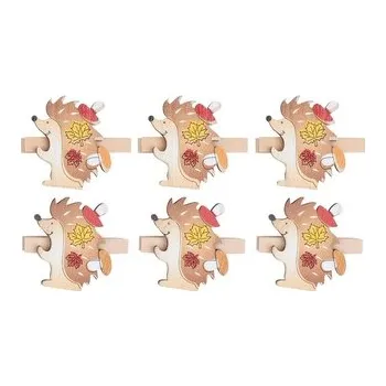 Dřevění ježci na kolíčku 4 cm, 6 ks