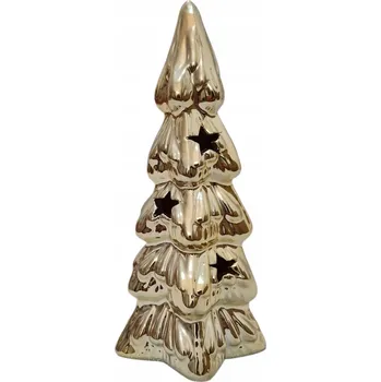 Obraz Keramická Figurka Vánoční Stromeček Zlatá 20 cm Dekorace Glamour