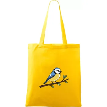Sýkorka modřinka na větvi - Taška bavlněná - 42 x 38 cm ( Žlutá )