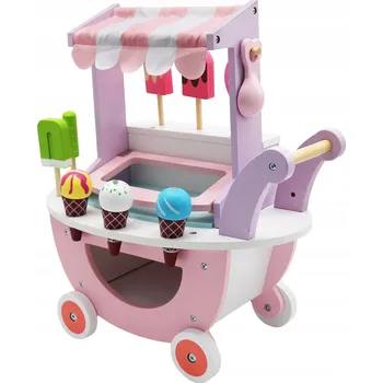 Dřevěná hračka Dřevěná zmrzlinárna sada s zmrzlinou obchod zmrzlina na kolečkách pro děti