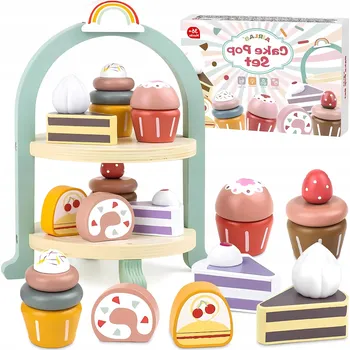 Dřevěná hračka DŘEVĚNÁ SADA CUKROVÍ A DEZERTŮ PRO DĚTI 3+ ROKY