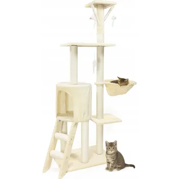 Škrabadlo pro kočky Vysoké Víceúrovňové WERDANO PETS 138 cm Béžové