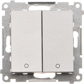 vypínač Vypínač dvoupólový 2 násobný, řazení 2+2, 16 A / 230 V~, bezšroubové svorky, Simon 55 TW22A.01/143, hliníková