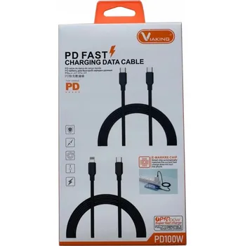Datový kabel Kabel Viaking USB-C - USB-C 1 m černý