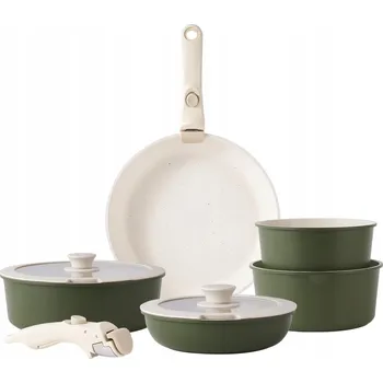 Sada nádobí GRANITOVÉ HRNCE A PÁNVE NA INDUKCI SE SNÍMATELNÝMI RUKOJEŤMI A POKLICEMI