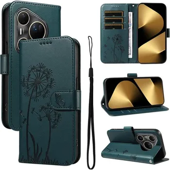 Pouzdro na tablet VSECHNONAMOBIL 129500 ART DANDELION Peněženkové pouzdro pro Huawei Pura 80 Ultra tmavě zelené