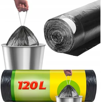 Pytle na odpadky PYTLE NA ODPADKY 120L 100 KUSŮ ČERNÉ KLASICKÉ S PÁSKOU VÁZANÉ 10 ROLÍ