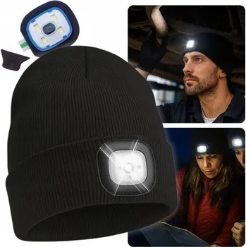 Čepice PRACOVNÍ ZIMNÍ ČEPICE S LED ČELOVKOU A USB NABÍJENÍM - TEPLÁ A SILNÁ
