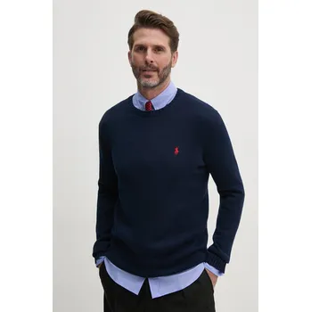 Pánský svetr Bavlněný svetr Polo Ralph Lauren tmavomodrá barva, XL, 59X