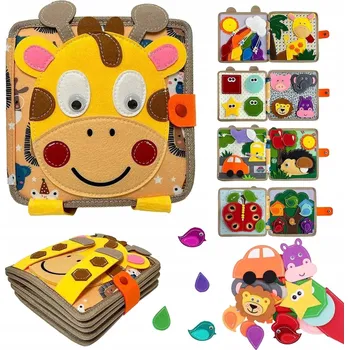 Výuková hračka YOUKUKE Senzorická manipulační tabule vzdělávací látková knížka žlutá