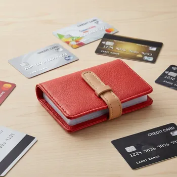 POUZDRO na karty z PU kůže - Peněženka do kabelky - Na vizitky 26 přihrádek