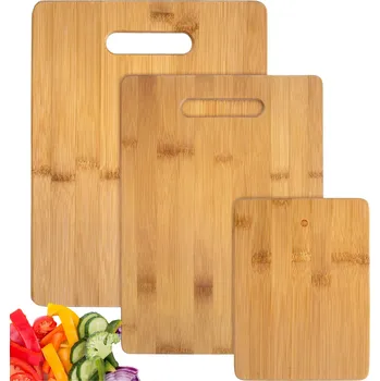 Kuchyňské prkénko 3x BAMBUSOVÉ PRKÉNKO NA KRÁJENÍ Kuchyňská Servírovací Podnos s Úchyty