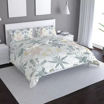 Povlečení Sablio Povlečení Šedé květiny - 140x200 / 90x70