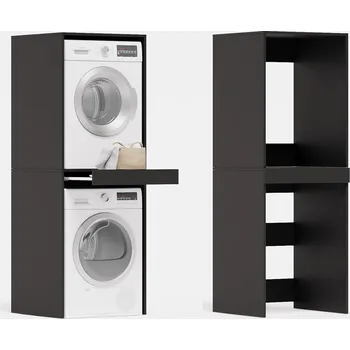 Koupelnový nábytek Stojan na pračku a sušičku DANTE 187 x 65 x 66 cm skříňka nad pračku antracit