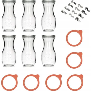 Láhev WECK Láhev na šťávu 0,29 l 6 ks skleněné láhve typu Weck s víčky