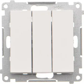 vypínač Tlačítko zapínací 3 násobné, s orientačním LED podsvětlením, řazení, Simon 55 TP31L.01/111, bílá