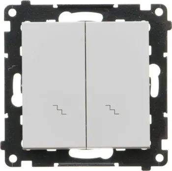 vypínač Vypínač střídavý 2 násobný, řazení 6+6, 10 A / 230 V~, bezšroubové svorky, Simon 55 TW6/2.01/114, šedá světlá