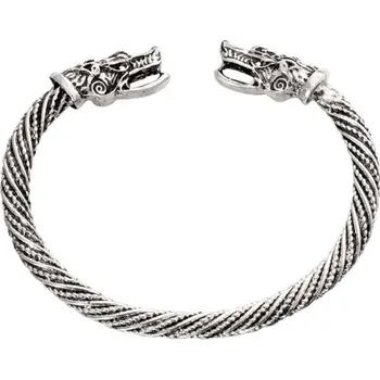 Náramek Pánský otevřený náramek s draky stříbrná