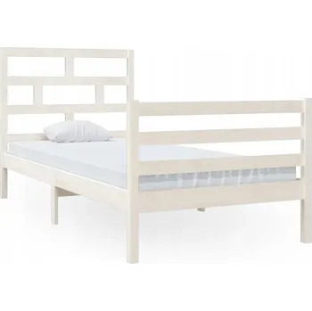 Postel Bílý rám postele z masivního borovicového dřeva 205,5 x 96 x 100 cm