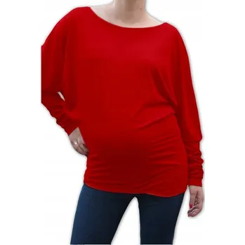 Těhotenské šaty Be MaaMaa Symetrická těhotenská tunika - červená