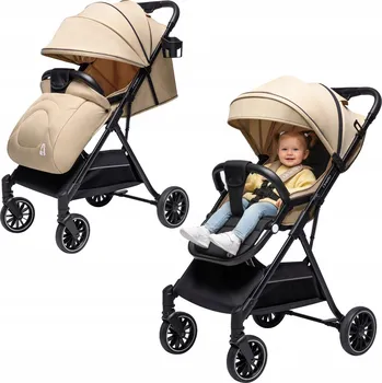 Kočárek DĚTSKÝ KOČÁREK AURORA SPORTOVNÍ DO 22 kg SKLÁDACÍ VELKÝ LEHKÝ PÍSKOVÝ