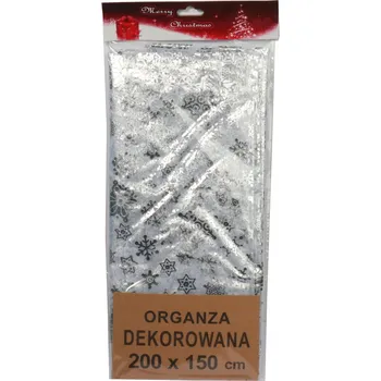 ubrus UBRUS Z ORGANZY SE STŘÍBRNÝM POTISKEM 200X150 CM